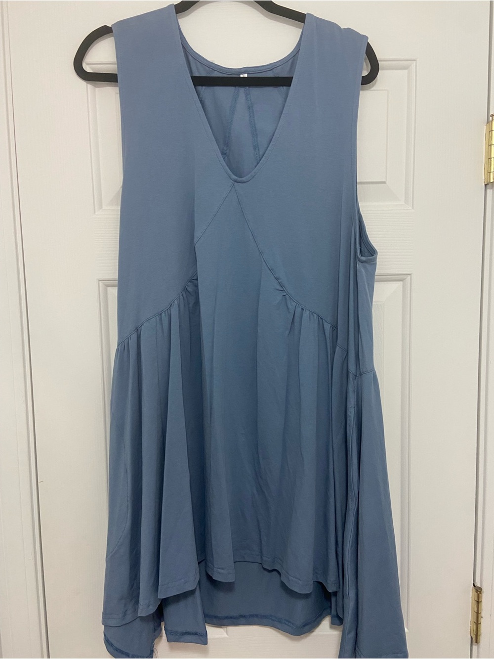 Viral TikTok Shop Women's XL Sleeveless V-Neck Flowy Tunic Top - Dusty Blue